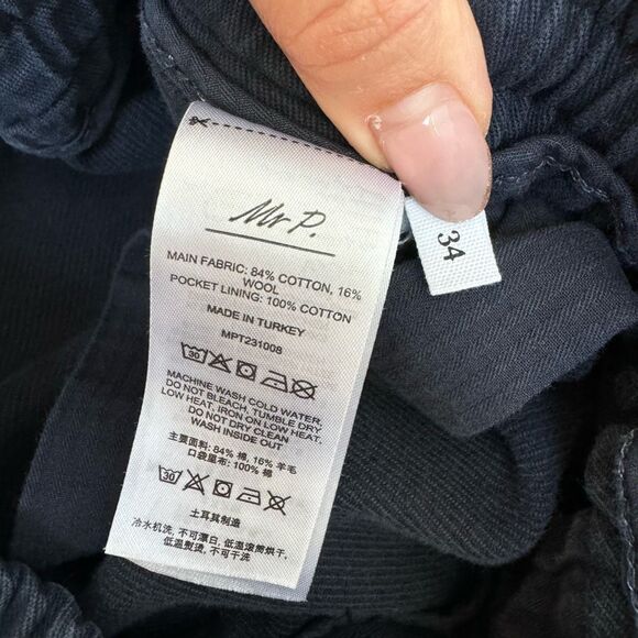 Mr Porter Mr P Straight Leg Cotton Blend Twill Drawstring Trousers Navy Size 34 - Picture 7 of 7